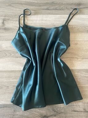 Satin Spaghetti-Strap Camisole in Deep Teal
